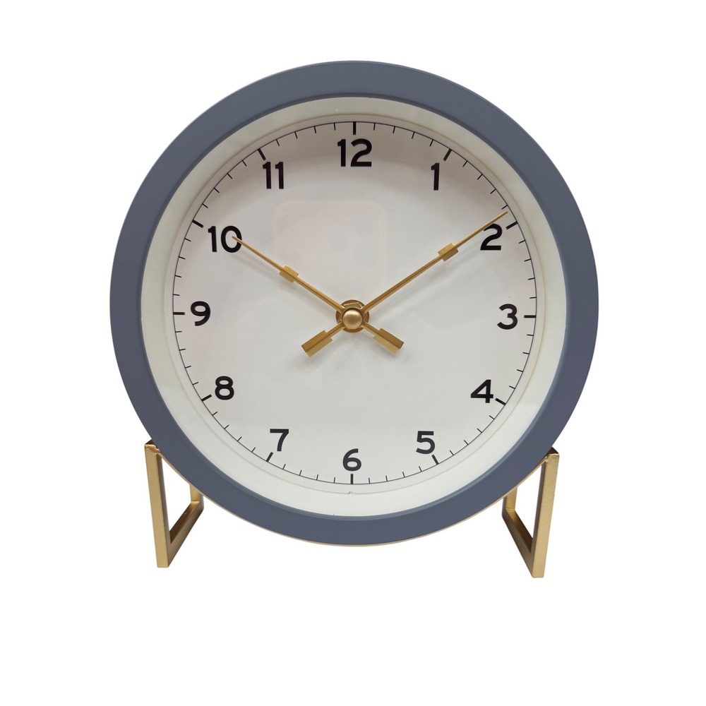 Hearth & Hand Magnolia Desk Clock Blue Gray Gold Analog Tabletop Accent